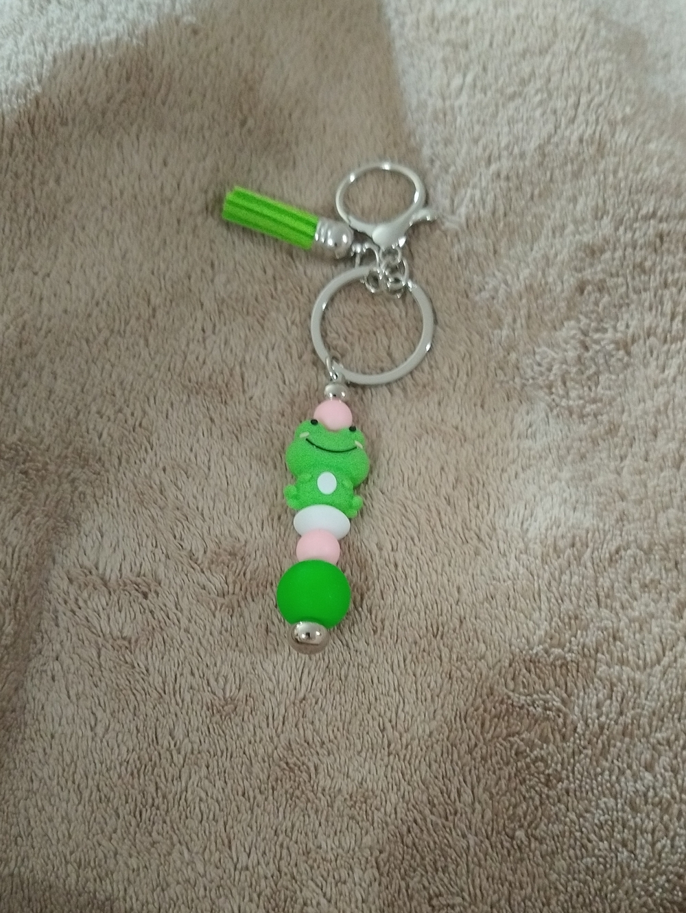 Cute Green Frog Tassel Keychain